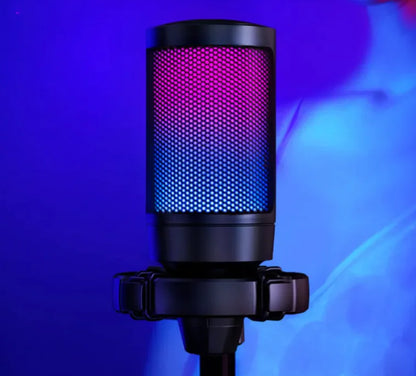 USB Gaming Microphone for PC Noise Cancellation Condenser Mic with RGB Lights